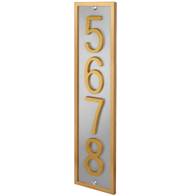 Plaque d'adresse flottante en aluminium Royal Shade, Doré, Oui, Argent argent
