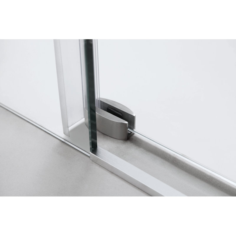 76 in. H x 60 in. W Frameless Sliding Shower Door with with Explosion-Proof Clear Glass, Brushed Nickel
