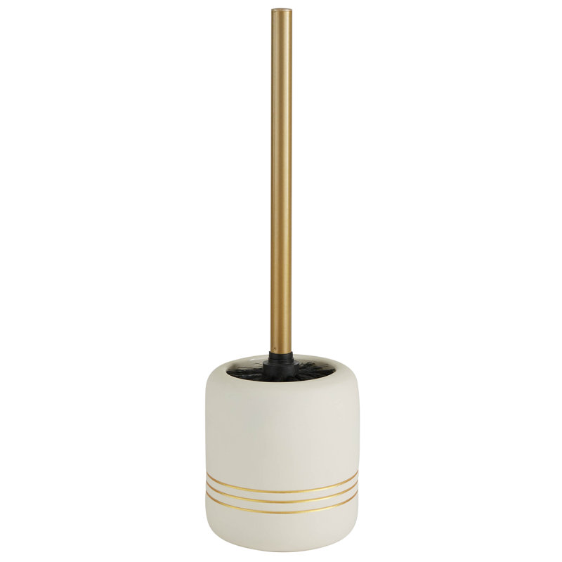 Brosse de toilette Bath Bliss en céramique blanche et dorée