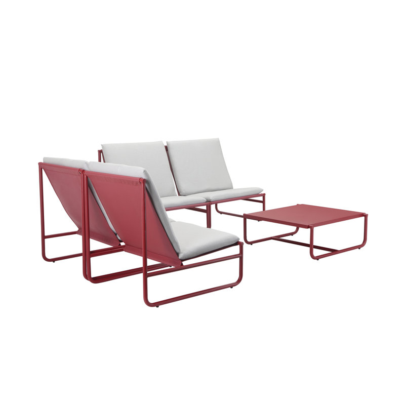 Sean 5 Piece Sofa Set, Red, Red