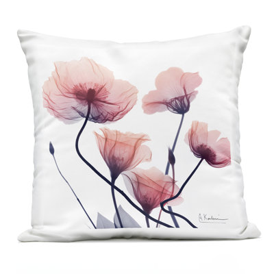 Pink Chic Budding Flowers Design by Albert Koetsier Outdoor Printed Pillow