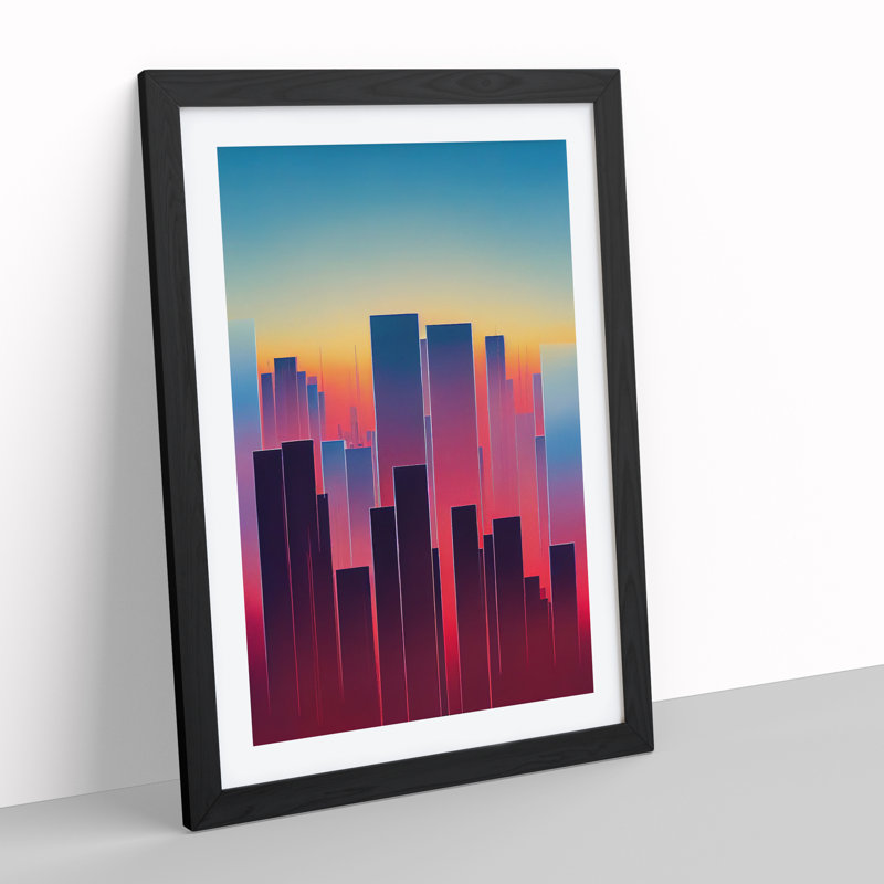 Classic City Skyline Abstract - Wall Art, Black Framed, Black, 64cm H x 46cm W