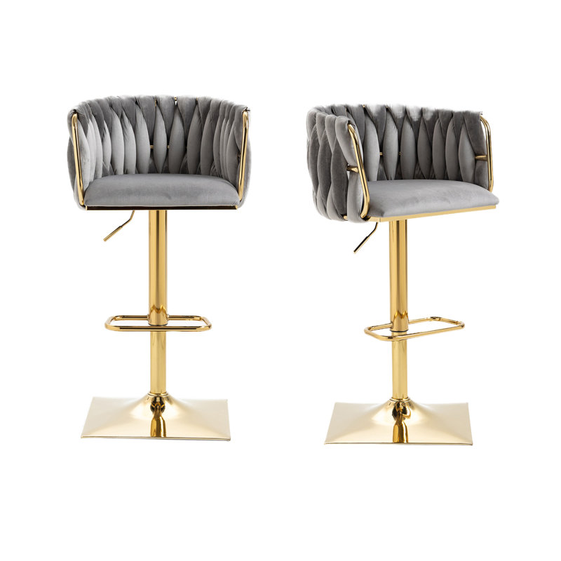 COOLMORE Tabourets de bar rétro avec dossier et chaises à hauteur de comptoir 2 pièces / ensemble, Gris