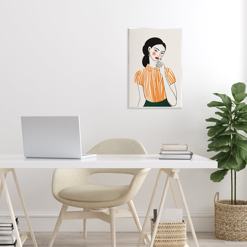 «Woman in Orange Blouse», plaque murale par Omar Escalante, 15 x 10