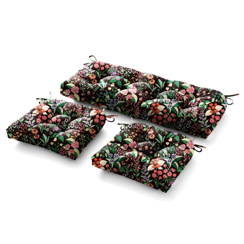 Outdoor 5'' Seat / Back Cushion, Black Floral 1