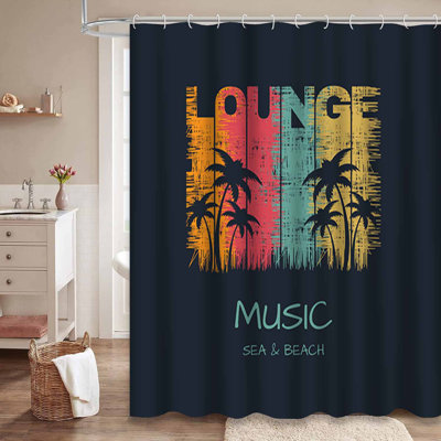 Grunge Music Vintage Summer Party Waterproof Shower Curtain with 12 Hooks