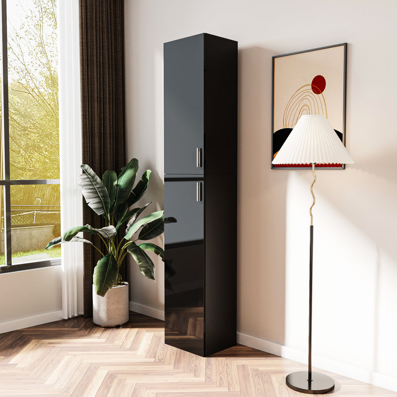Armoire de rangement autoportante noire pour la cuisine et la salle à manger. Tablettes. 13,63 x 11,69 x 76,48, 58,03 lb Option élégante. Armoire de salle à manger. Apparence élégante.