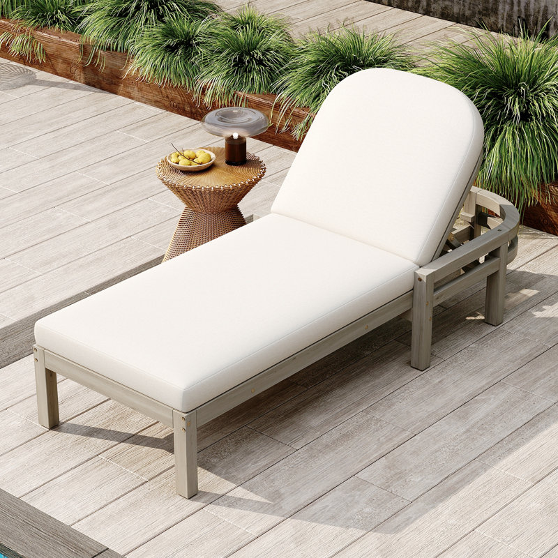 Chaise longue d'extérieur avec dossier réglable arqué, Gris