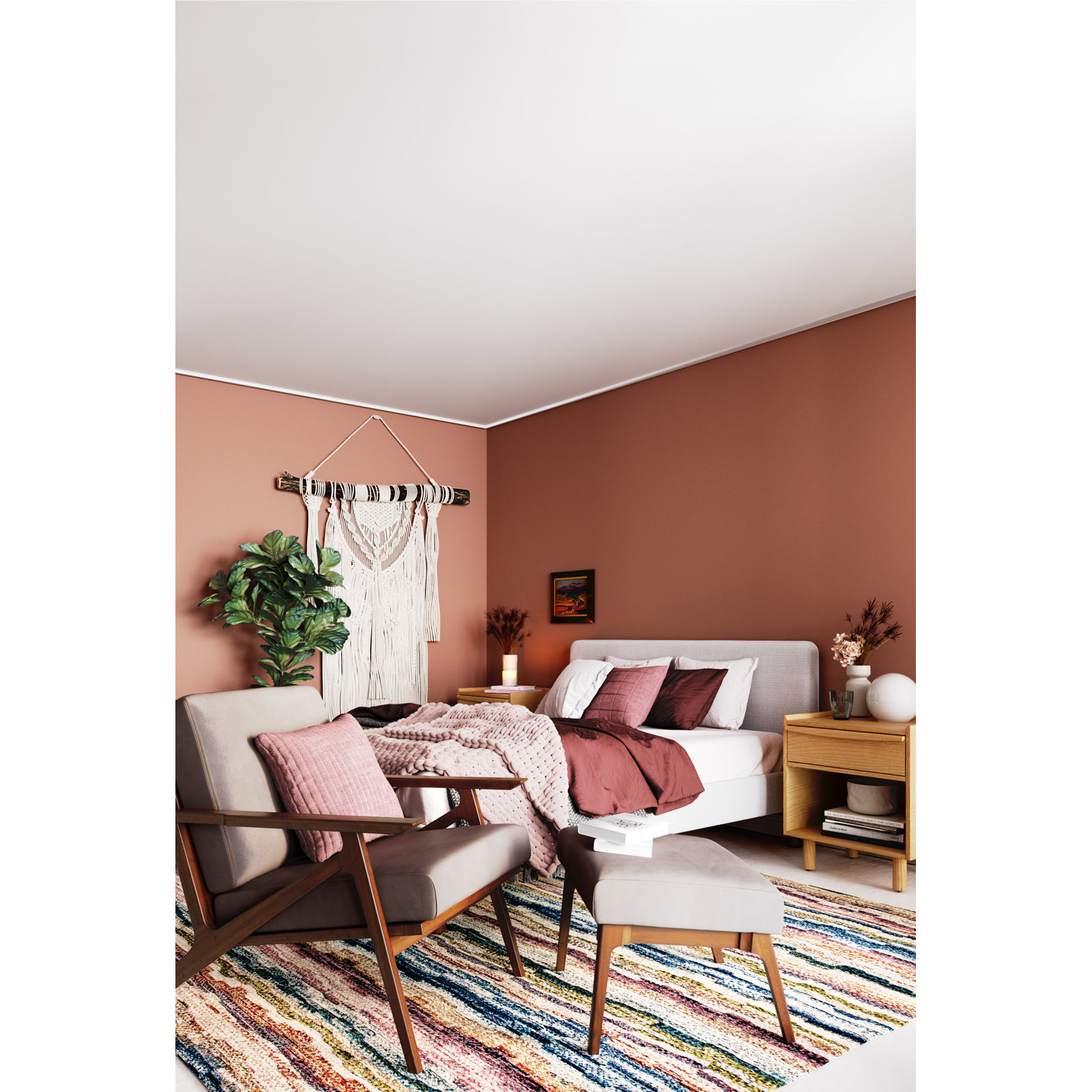 Cue Ottoman Gray Dark Walnut, Gray
