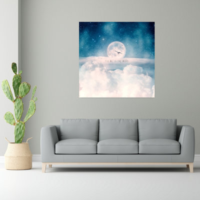 Lever de lune au-dessus des nuages, art urbain contemporain abstrait
