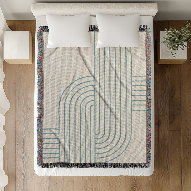 Eko Cotton Blend Blanket Throw, 80" L x 60" W, Turquoise