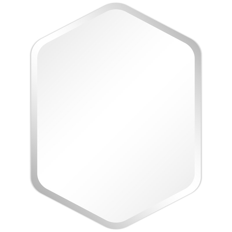 Miroir mural octogonal biseauté noir mat sans cadre, 24 po x 32 po