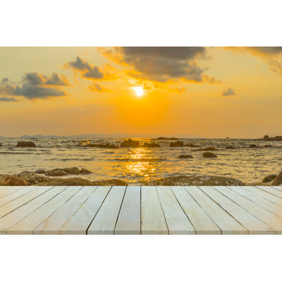 Sunset/Sunrise On Beach - Wrapped Canvas Print