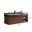 Ensemble de meuble-lavabo simple 48 po, 48 po, bois massif brun, plateau de table en pierre noire, 2 tiroirs-1004179062