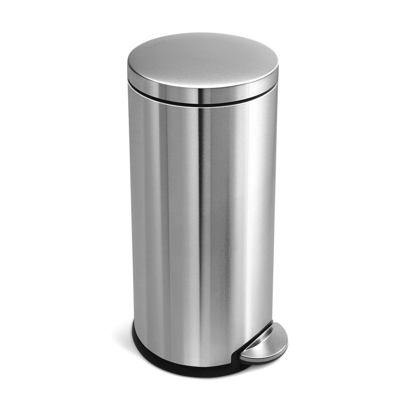 Simplehuman 30L Round Pedal Bin, Brushed Stainless Steel