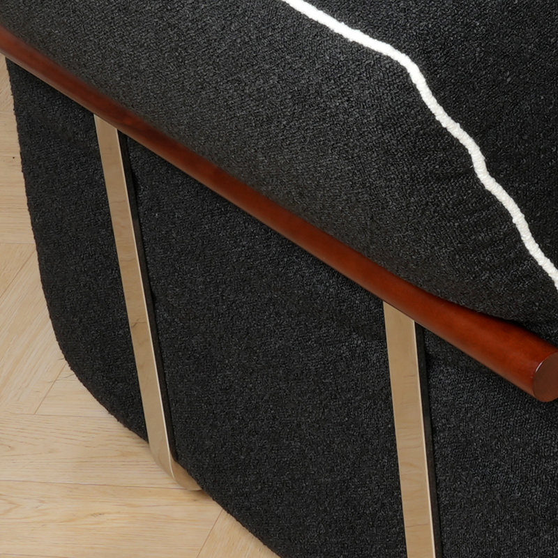 Canapé rembourré à accoudoir droit et rembourré avec accoudoirs évasés Boucle, Noir