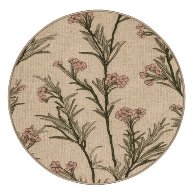 Machine Washable Botanical Brown Area Rug