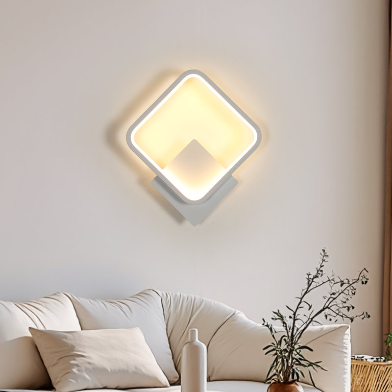 Square 30cm LED Aluminium Wall Light, White