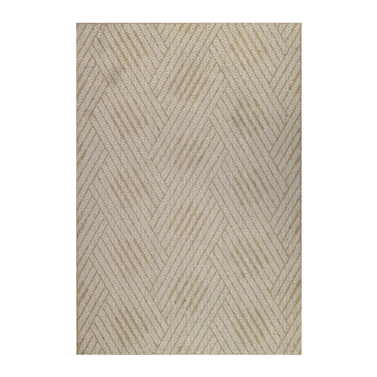 Haajrah Contemporary Geometric High-Low Performance Indoor/Outdoor Area Rug