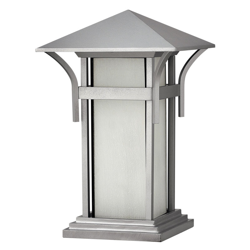 Harbor Single Light Outdoor Pier Mount Craftsman Lantern, Titanium, 100w Medium Base Bulb