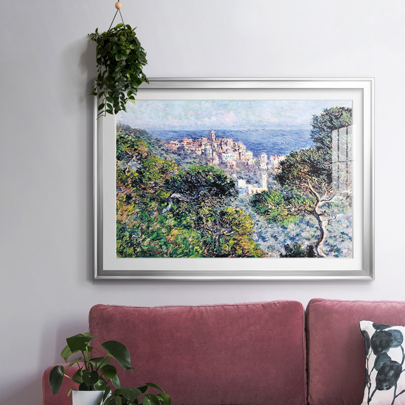 Bordviera, View, 1884, reproduction d'art encadrée, Argent, H 27 po x l 39 po x P 1,5 po