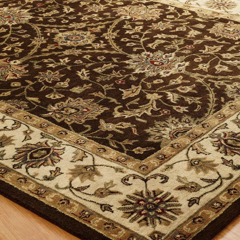 Wool Oriental Area Rug in Brown, Round 8'