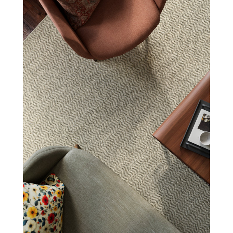 Tapis Heatherly tissé à la main en laine de Nouvelle-Zélande à chevrons, 3 m x 4,5 m, À chevrons, 10 pi x 15 pi