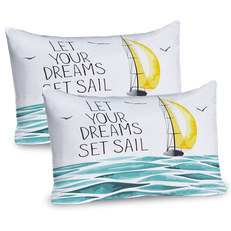 Ensemble de 2 taies décoratives pour voiliers Ambesonne «Let Your Dreams Sail Sky» - bleu, H 20 po x l 36 po