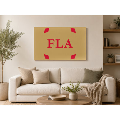 «Florida Hockey City Colors Luxury Monogram», or rouge et toile - art mural sur toile