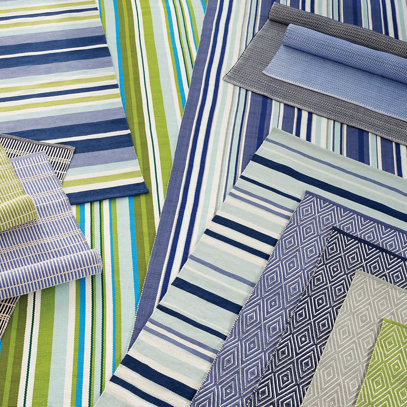 Herringbone Indigo/White Handwoven Indoor/Outdoor Rug, Rectangle 7'6" x 9'6"