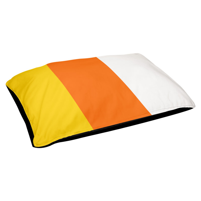 Coussin pour chien Tampa Bay, Moyen (H 9,5 po x l 28 po x P 18 po), Jaune / rouge-orange / blanc