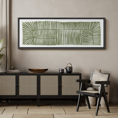 Abstract Green Botanical Simple Minimalist Extra Large Framed Wall Art Oversized Canvas Print