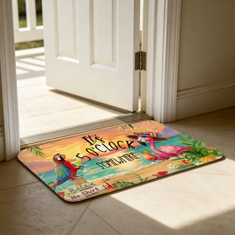 Tapis multicolore pour l'extérieur et l'intérieur «It's 5 O'Clock Somewhere» Tropical 24 po x 36 po