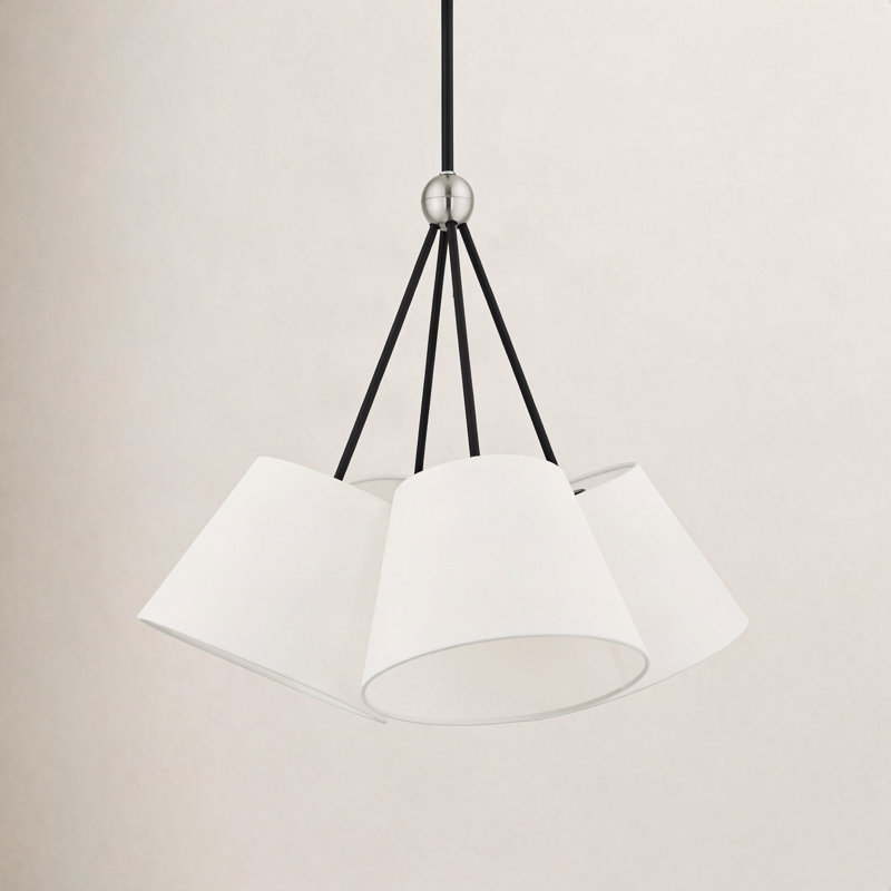 Grove 4-Light Chandelier, Noir, Blanc cassé