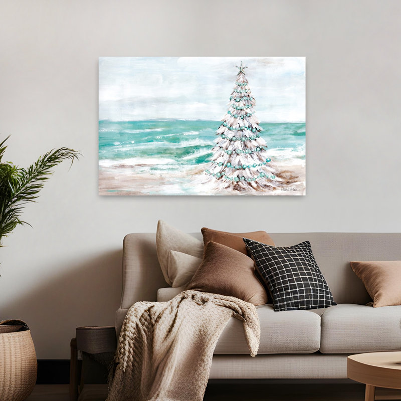 Arbre de Noël côtier abstrait, art côtier, H 32 po x l 48 po