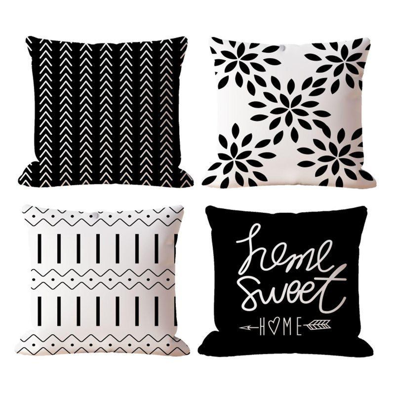 Housse de coussin en lin 26 po Euro, Noir