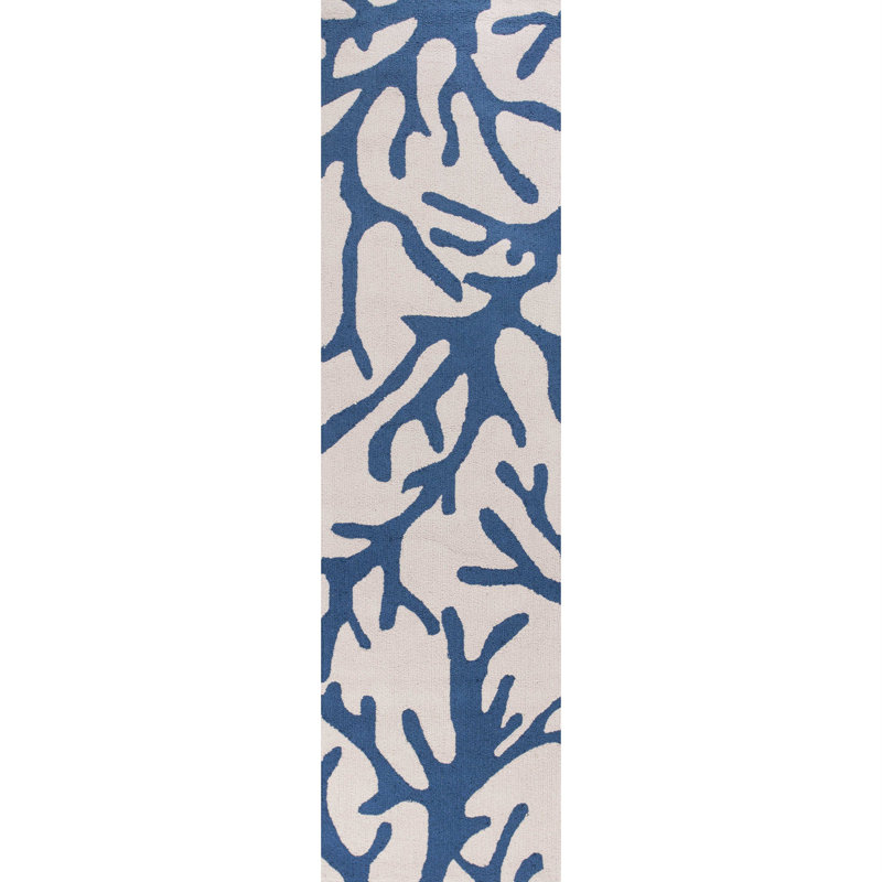 Tapis bleu touffeté à la main Ston Easton, Tapis de couloir 2 pi x 7 pi 6 po