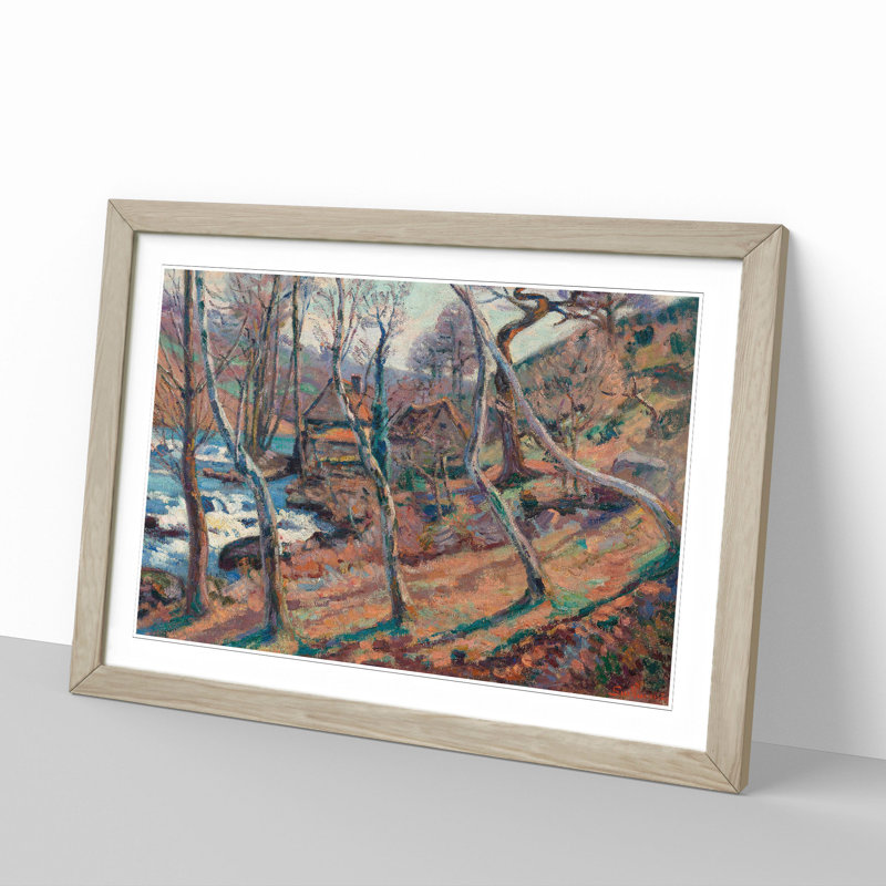 The Mill Through the Trees by Camille Pissarro - Picture Frame Painting, 27cm H x 36cm W x 2cm D, Oak Framed