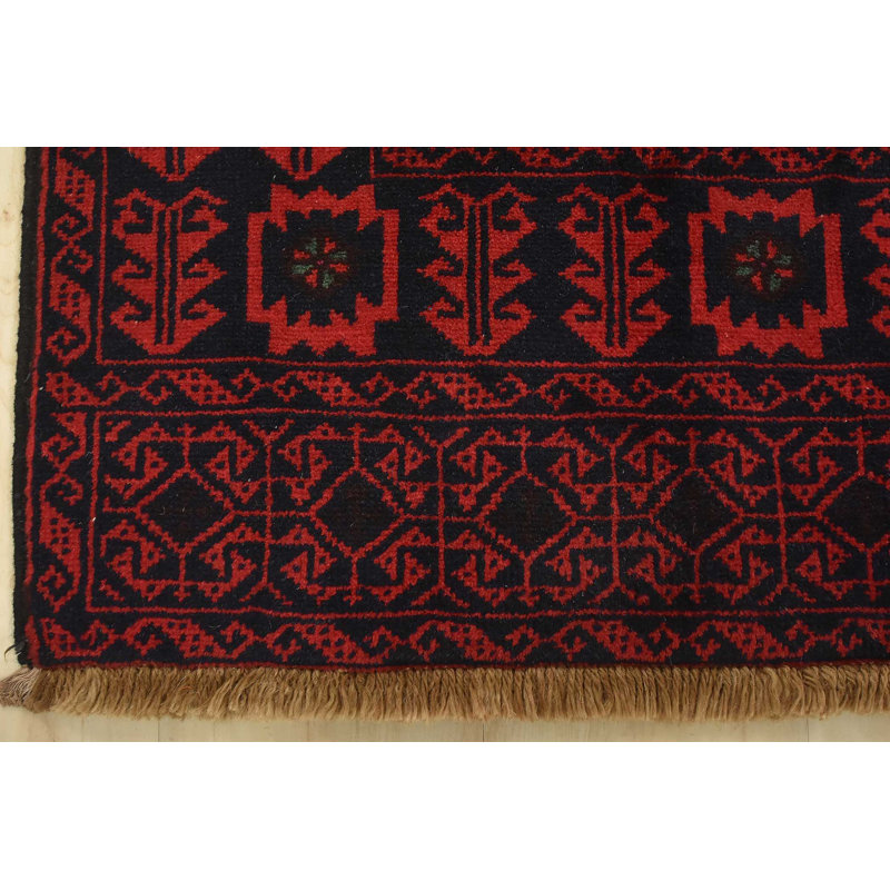 Tapis rouge en laine 3 pi 2 po x 6 pi 6 po Guss One-of-a-Kind 1980