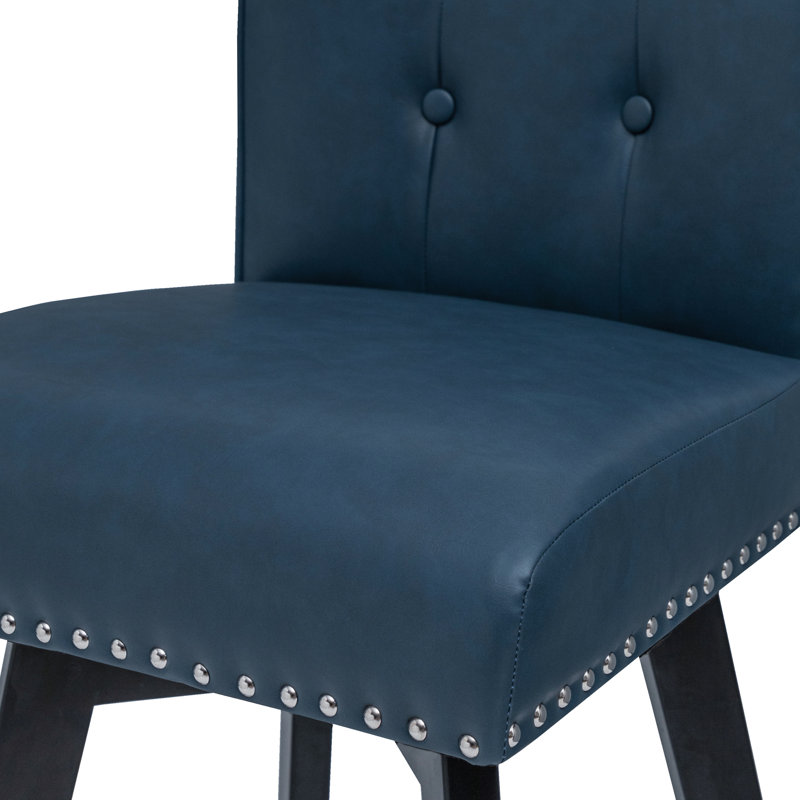 Odelin Swivel Upholstered Counter Stool, Navy