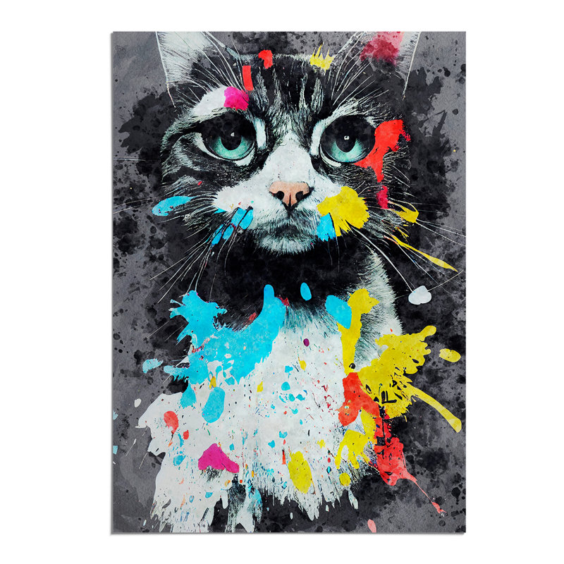 Catt Paint Splash No.4 - Wall Art, 42cm H x 29.7cm W, Paper, No Matte