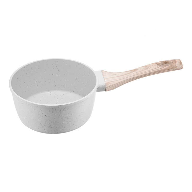 Casserole de 1,5 pte, casserole antiadhésive avec couvercle en verre trempé, casserole de cuisson polyvalente avec poignée détachable, petite casserole de cuisine avec revêtement, compatible avec l'induction, blanc