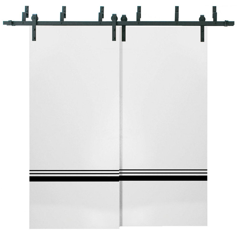 Porte de grange en bois massif massif, Satin blanc, 60 po x 84 po