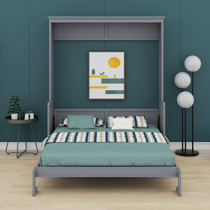Murphy Bed With A Shelf, Gray