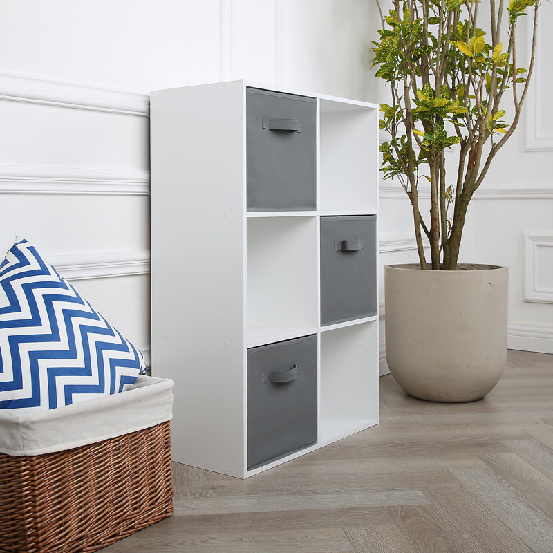 Jane 3x3 Bookcase with 5 Baskets, 91cm. H x 61cm. W x 30cm. D