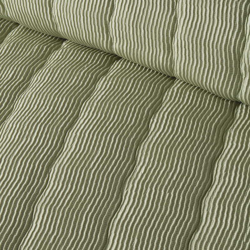 Serene Crinkle Wave Duvet Cover Set Green, Double Bed (200 x 200 cm)