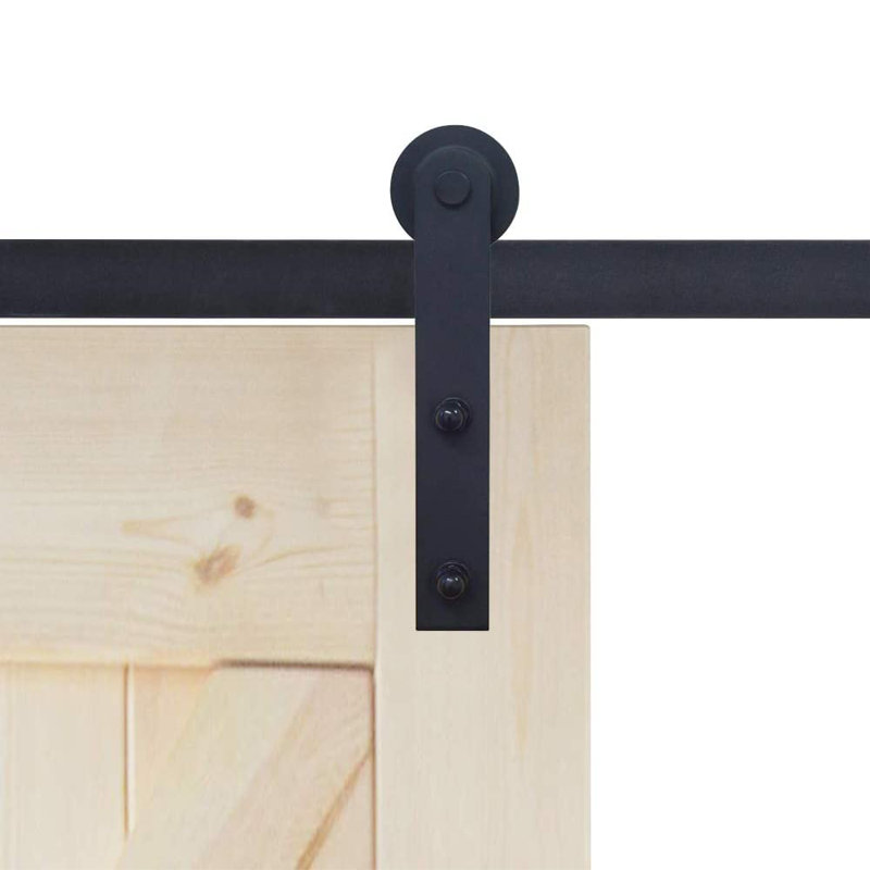 9ft Black Steel Sliding Barn Door Hardware Track Kit