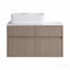 Meuble-lavabo mural de 81 cm (32 pouces) avec lavabo décoratif en céramique, panneau plat en PVC, 2 portes à fermeture amortie et 1 tiroir, emballage amovible, panneaux de particules-2082690693-2082690692