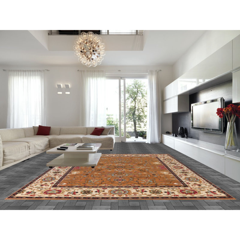 Tapis traditionnel indien brun rouille 12 x 15