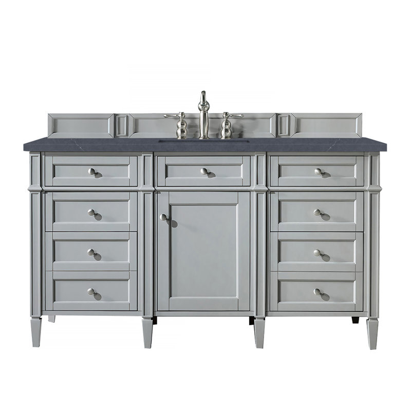 Brittany 60'' W Single Vanity, Charcoal Soapstone, Smokey Celadon, 8" Widespread